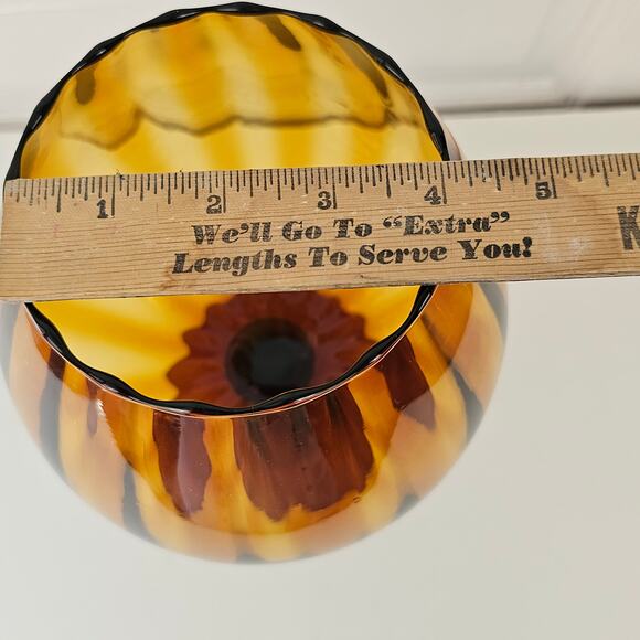 Vintage 1960s MCM Mid century amber brown glass pedestal bowl vase 5 x 12 - Picture 5 of 16